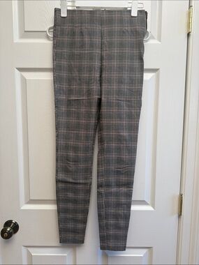 Zara Gray Plaid Slim Trousers